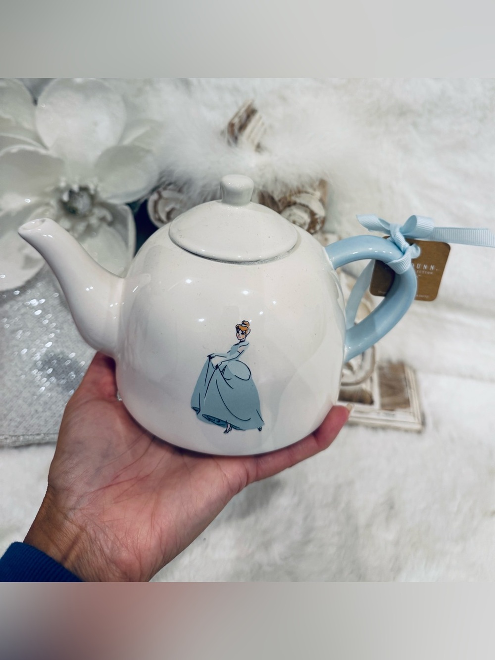 Rae Dunn x Disney Cinderella White Ceramic Teapot single serving size NWT - Picture 3 of 5